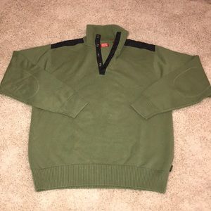 IZOD Sweater 1/4 Button Up Green Large LIKE NEW!
